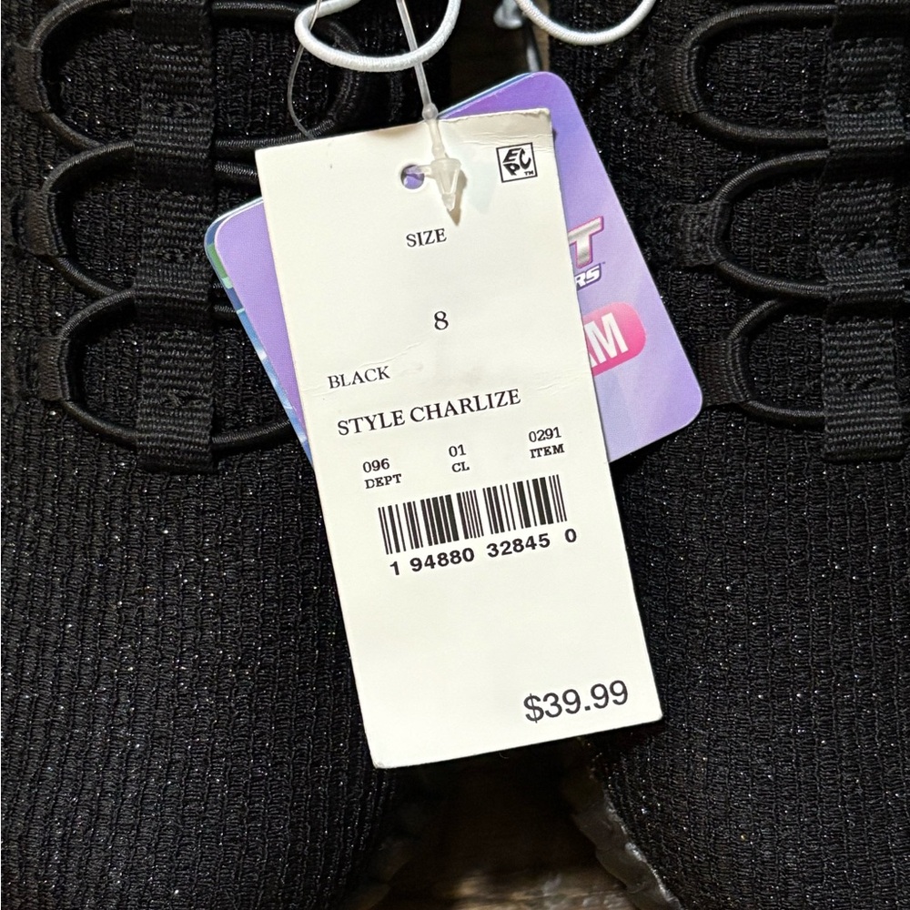 NWT Skechers Sport Shoes Memory Foam Sneakers Charlize Black Size 8 - Picture 8 of 8